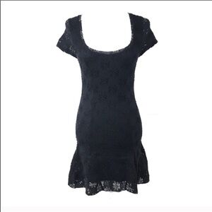Free People Lace Dress XS Black Godet Floral